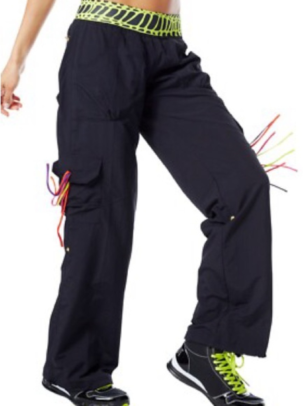 ZUMBA Cargo Black Pants Dance Fitness Size M